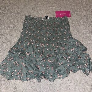 Green Floral Skirt